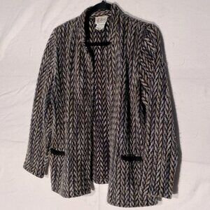 Vintage D’Allairds Brown Black Herringbone Acrylic Mohair  Wool Blend Cardigan S